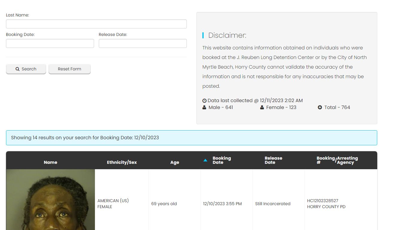 Bookings and Releases - Horry County SC.Gov