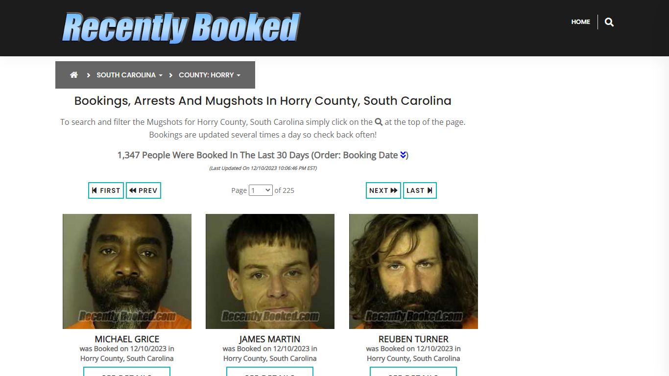 Bookings, Arrests and Mugshots in Horry County, South Carolina