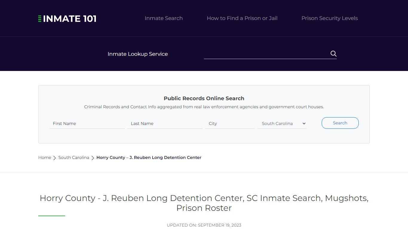 Horry County - J. Reuben Long Detention Center, SC Inmate Search ...